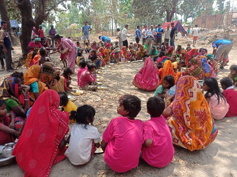 Mass peace dinner for those affected by the fire at Mahdeva Chimti in Saptari!